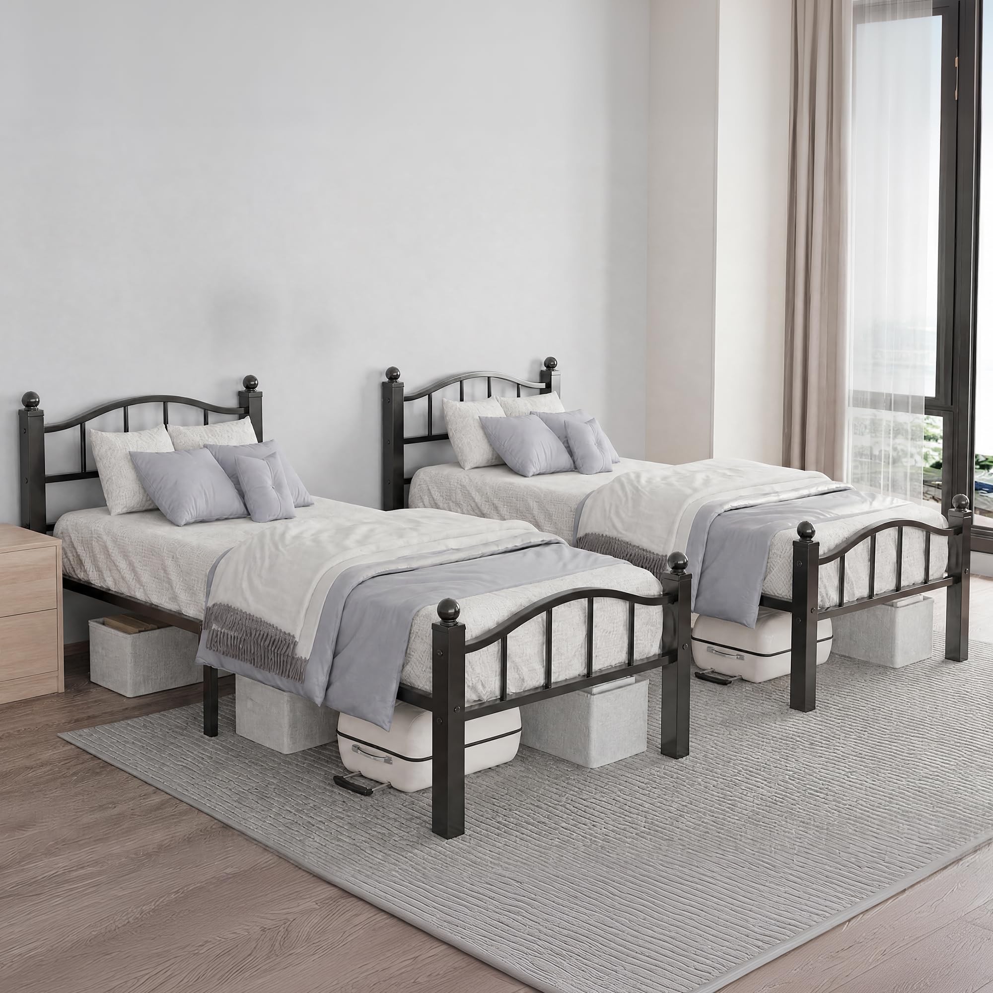 Metal Twin Bed Frames Set of 2