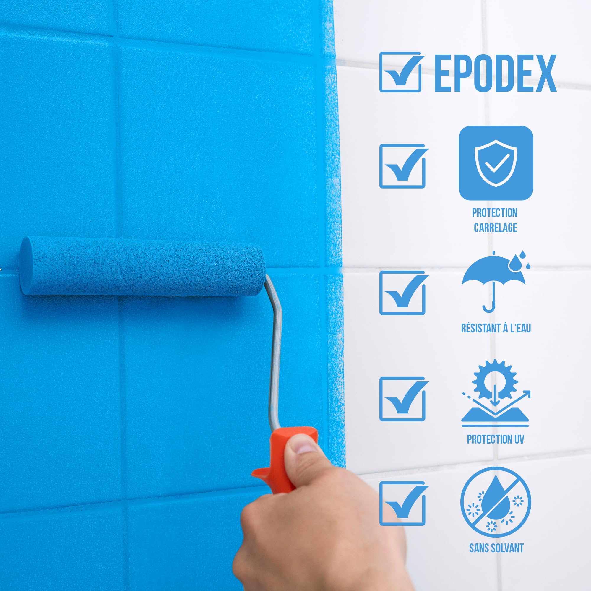 EPODEX 2K Peinture carrelage - Ivoire - Pastel | Vernis carrelage sol & mur, salle de bain, cuisine, peinture époxy - 1,8 kg suffit pour 2 couches sur 7m²