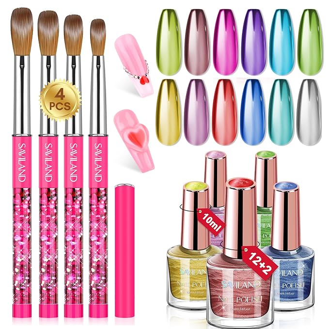 Saviland Nail Kit with Nail Polish Set and 3PCS Acrylic