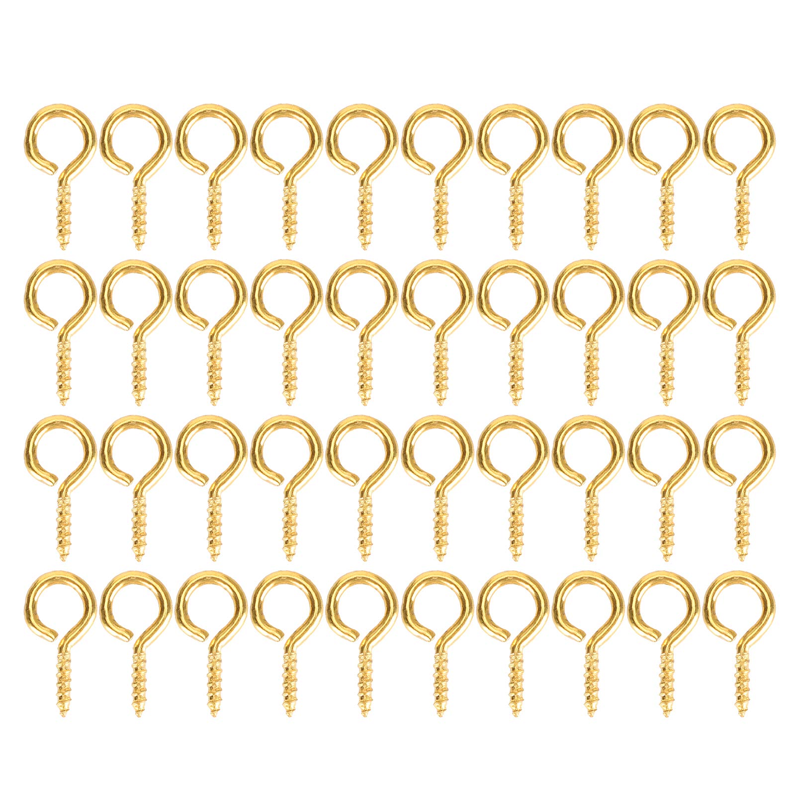 Respicefinem 200Pcs Pearl Screw Eye Peg Pin Pendant Connector Screw Spike DIY Making Jewelry Accessory Comes in Four Different Colors Silver Gold Gun Color and Rose Gold Made of (Gold)