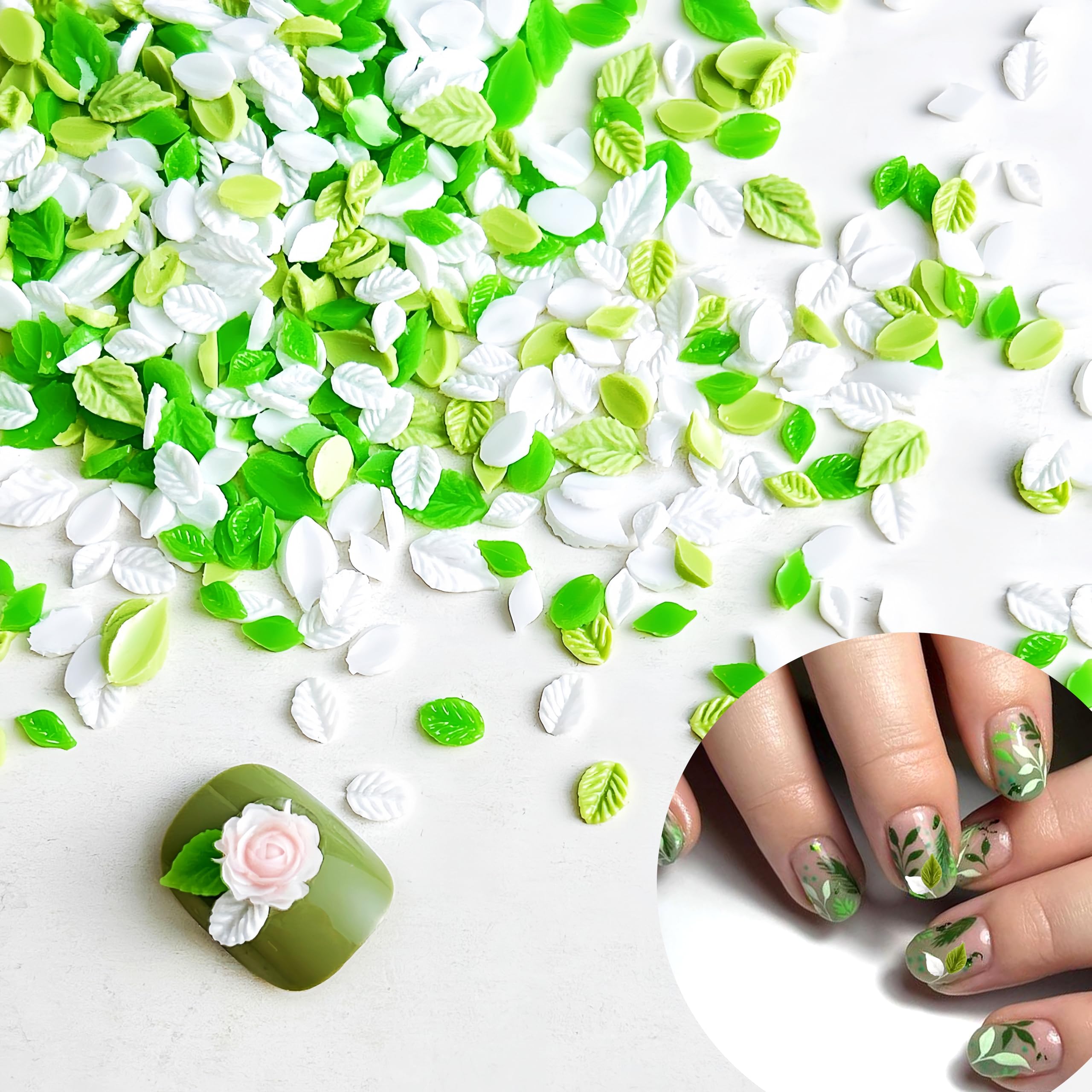 200Pcs Spring Summer Leaf Nail Rhinestone Charms 3D Resin Leaf Shape Nail Art Charms for Nails Kawaii Summer Small Leaves Nail Supplies Green Leave Fresh Nail Jewelry for Women DIY Acrylic Nail Decor-image-9