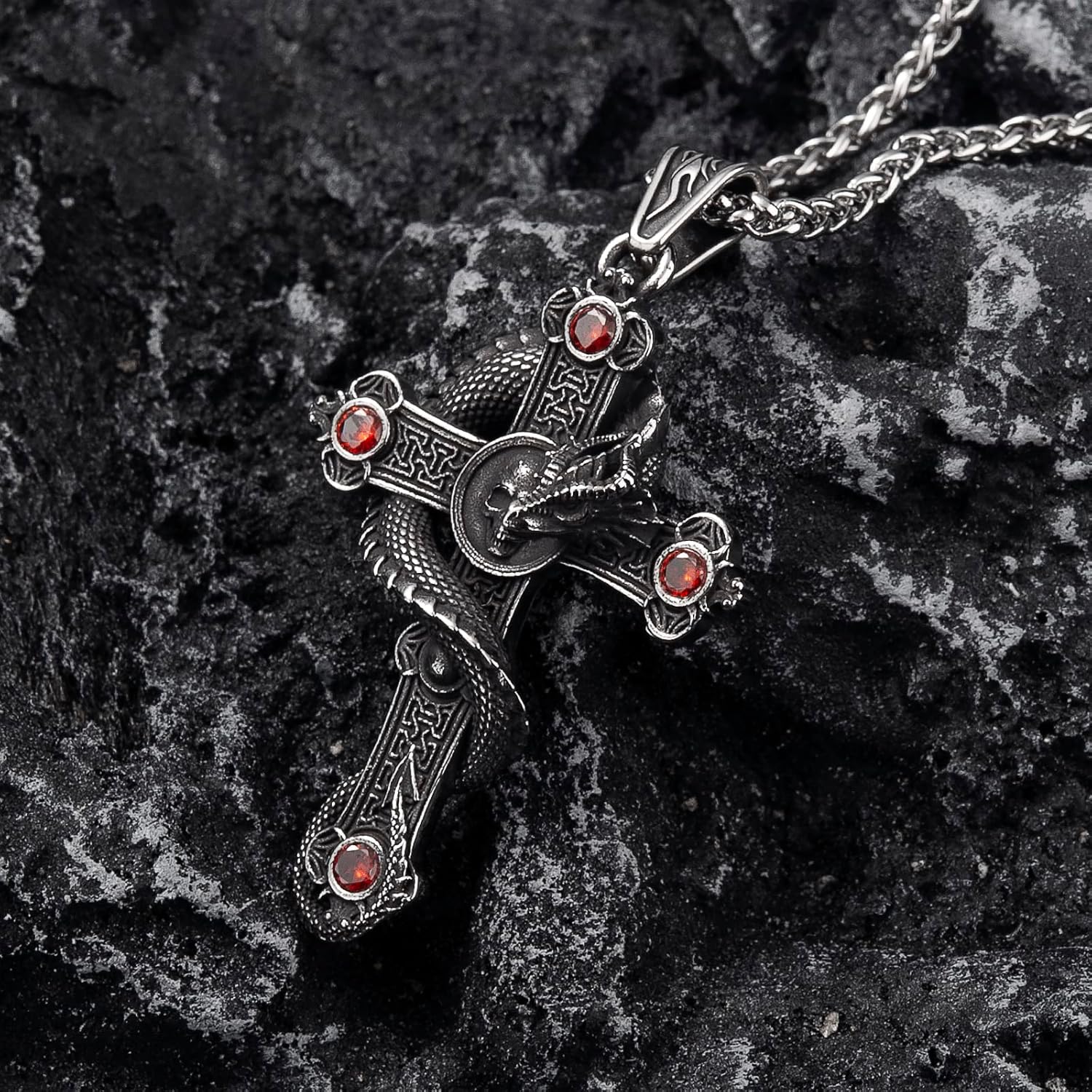 Skull Necklace Stainless Steel Gothic Punk Skull Pendant Necklace Jewelry for Men Boys - Image 3