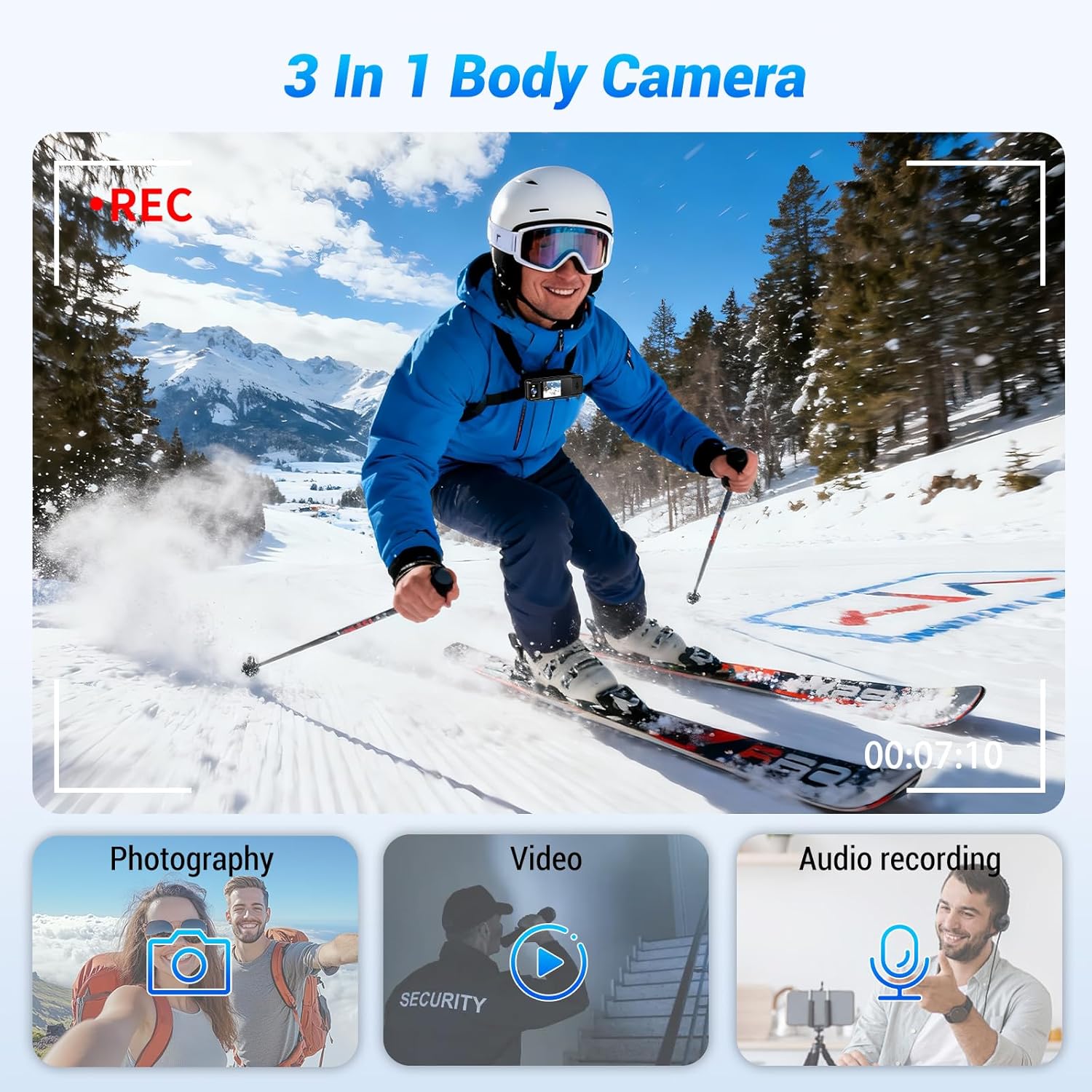 Mini Body Camera with Audio And Video Recording, 1080P Police Action Body Camera with Memory Card Body Worn Cam,Premium Portable Wearable Patrol Camcorder for Work Records,Guard (128GB)