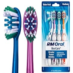 RM Oral RevCare Medium Toothbrush Circular Power Bristles Power Away Plaque Tongue Cheek Cleaner Fights Bad Breath 4