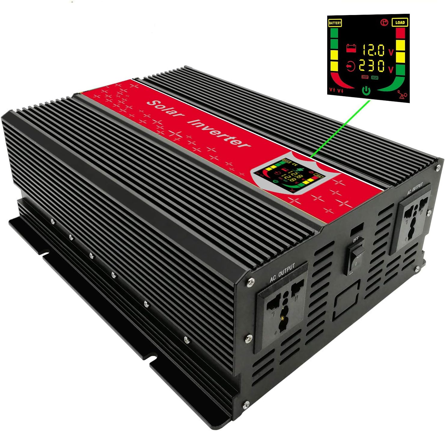 ChaoMin 3000W Peak 6000W DC 12V to AC 220V 230V 240V Modified Sine Wave Power Inverter Converter Digital LCD Display for Home Car Vehicle