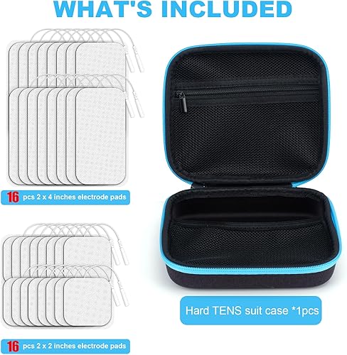 Miniatura 7 de Adecuado para el estuche de viaje de equipo TENS, con 32 almohadillas de electrodos, compatible con equipos y accesorios TENS, funda protectora
