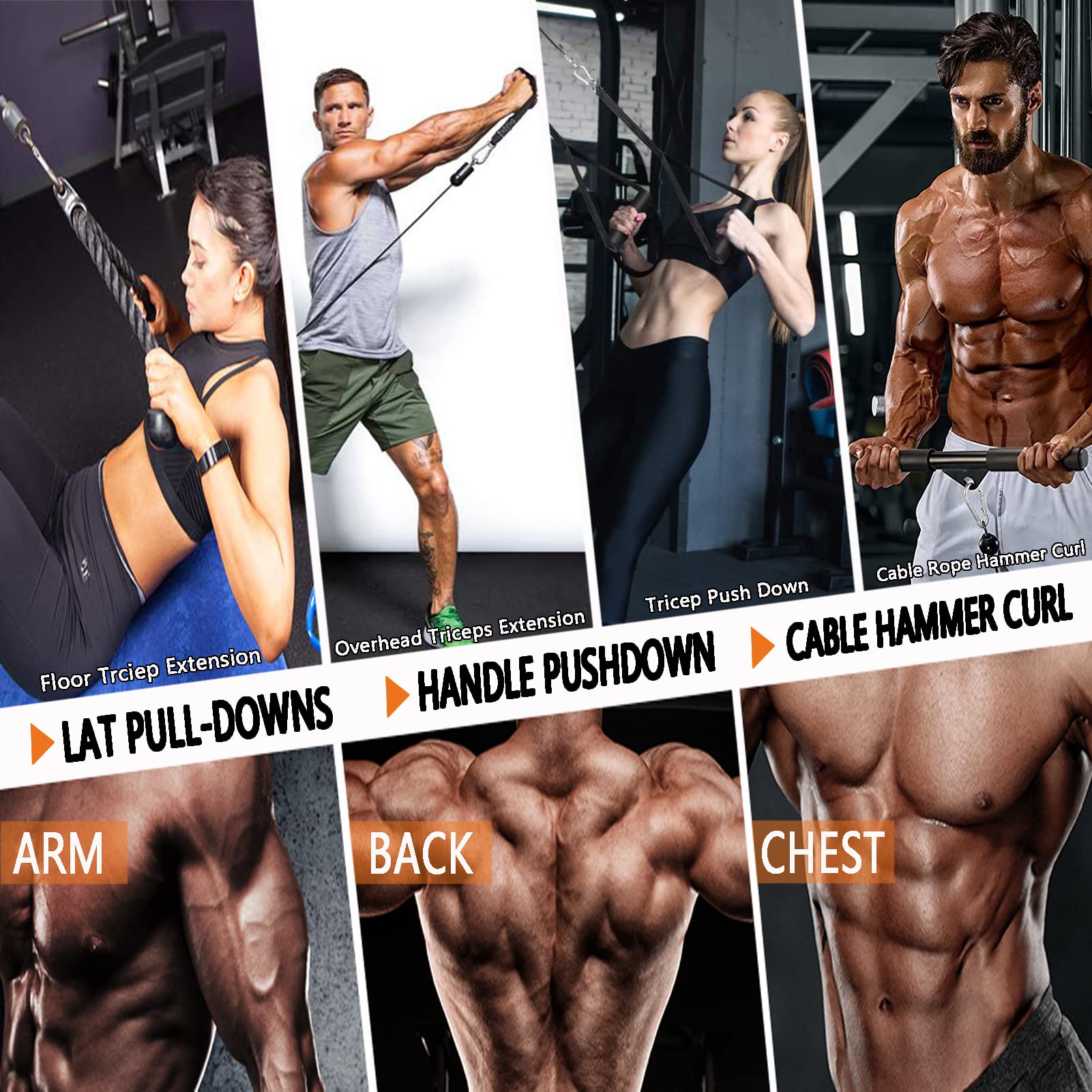 Favuit Kabelzug Fitness Kabel Latzug Unterarmtrainer Set, Gym Arm-Krafttraining Trizeps Seil Gewicht Fitnessgerät DIY Latzugturm Kabelzug Pulley System für Zuhause Gym Bizeps Curl Trizeps Armtraining