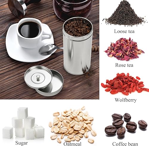 Miniatura 5 de Yesland Paquete de 8 recipientes de té con tapas dobles herméticas, organizador de almacenamiento de té de 32 onzas líquidas, caja redonda de hojas