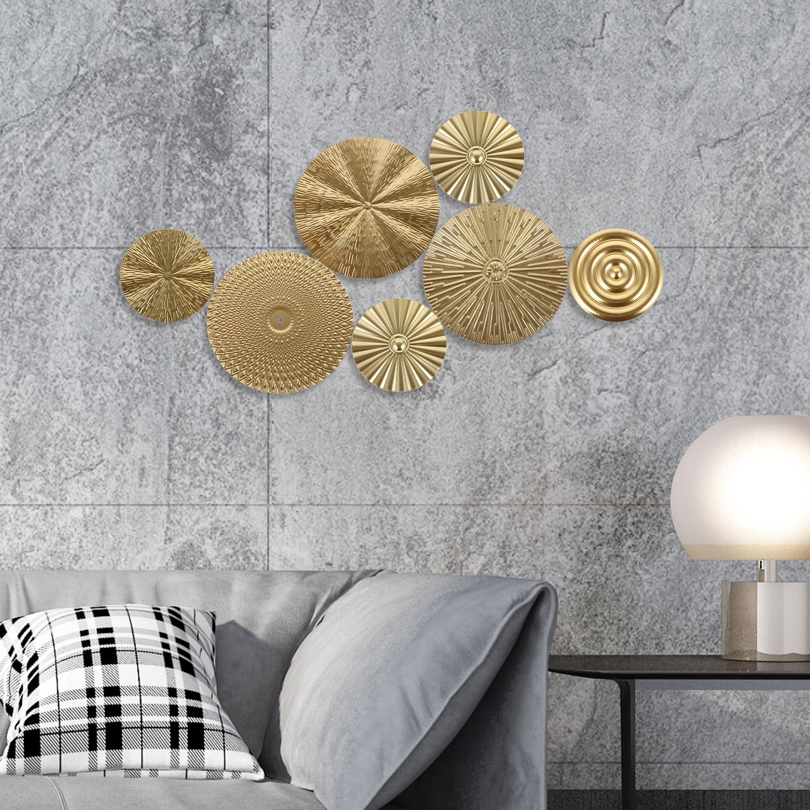 Luxshiny Decorazione da Parete in Metallo Dorato Motivo Circolare, Scultura Murale Resistente per Soggiorno, Bagno e Camera da Letto, Set da 1 Pezzo per Arredamento Casa e Ufficio