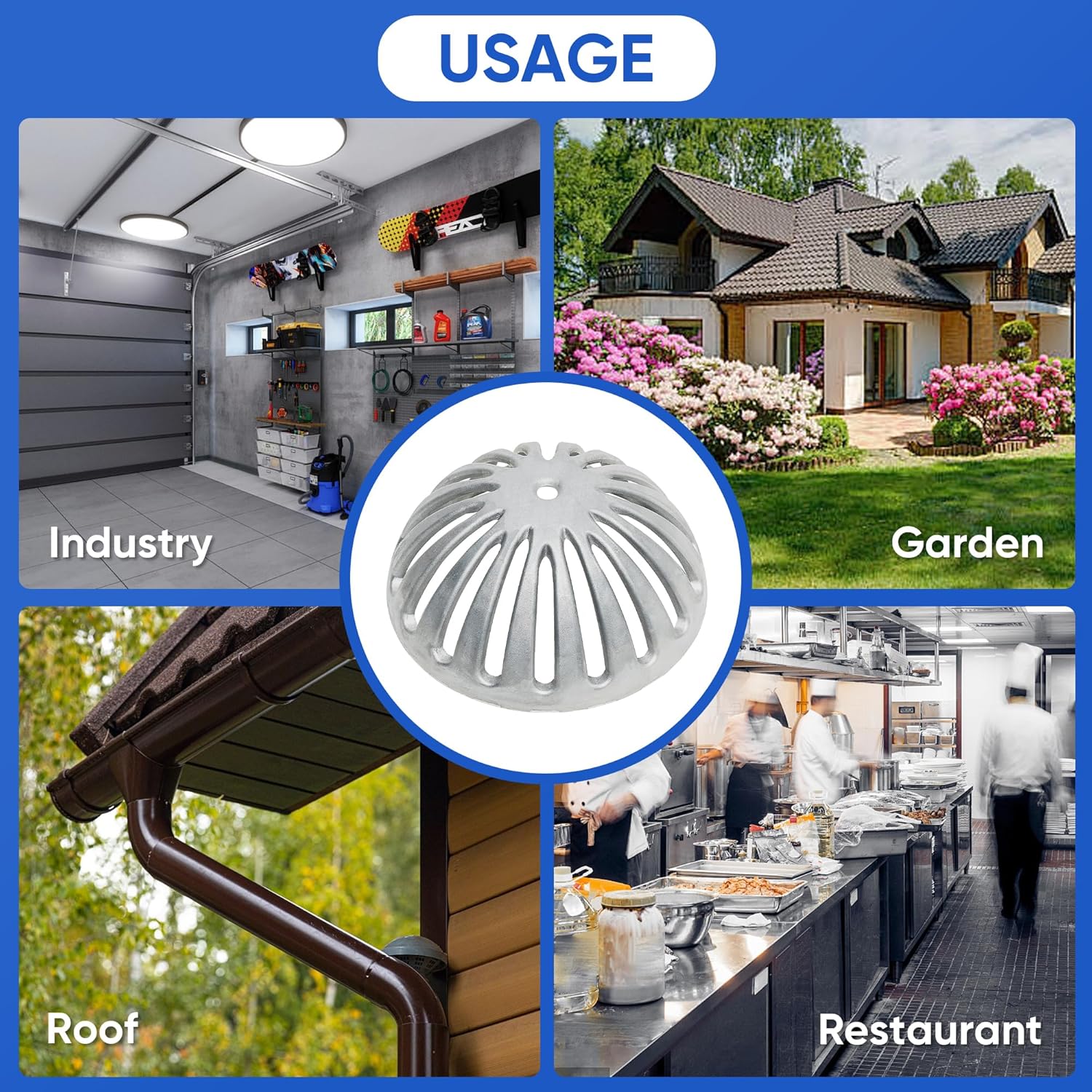 Leyso Heavy Duty Aluminum Drain Covers, Sink Drain Cover, Floor Drain Cover, Dome Strainer Cover for Compartment Sink, Kitchen, Outdoor, Garden, Restaurant 5-1/2" W x 2-1/4"H (10 PCS)