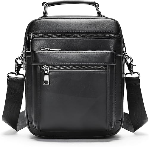 NIUCUNZH Bolso bandolera pequeño de cuero genuino para hombre, bolso bandolera para hombre