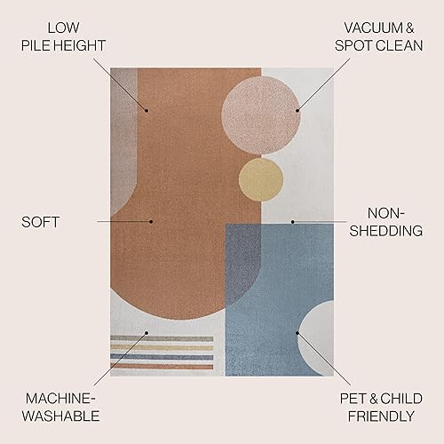Miniatura 3 de JONATHAN Y WSH306A-5 Slinger - Alfombra moderna de collage lavable a máquina, contemporánea, geométrica, minimalista para sala de estar, comedor,