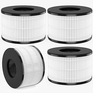 BS-03 True HEPA Replacement Filter, Compatible for PARTU BS-03 Purifier Part U, Part X and Slevoo BS-03 HEPA Purifier with 3-in-1 Filtration System. (4 Pack)