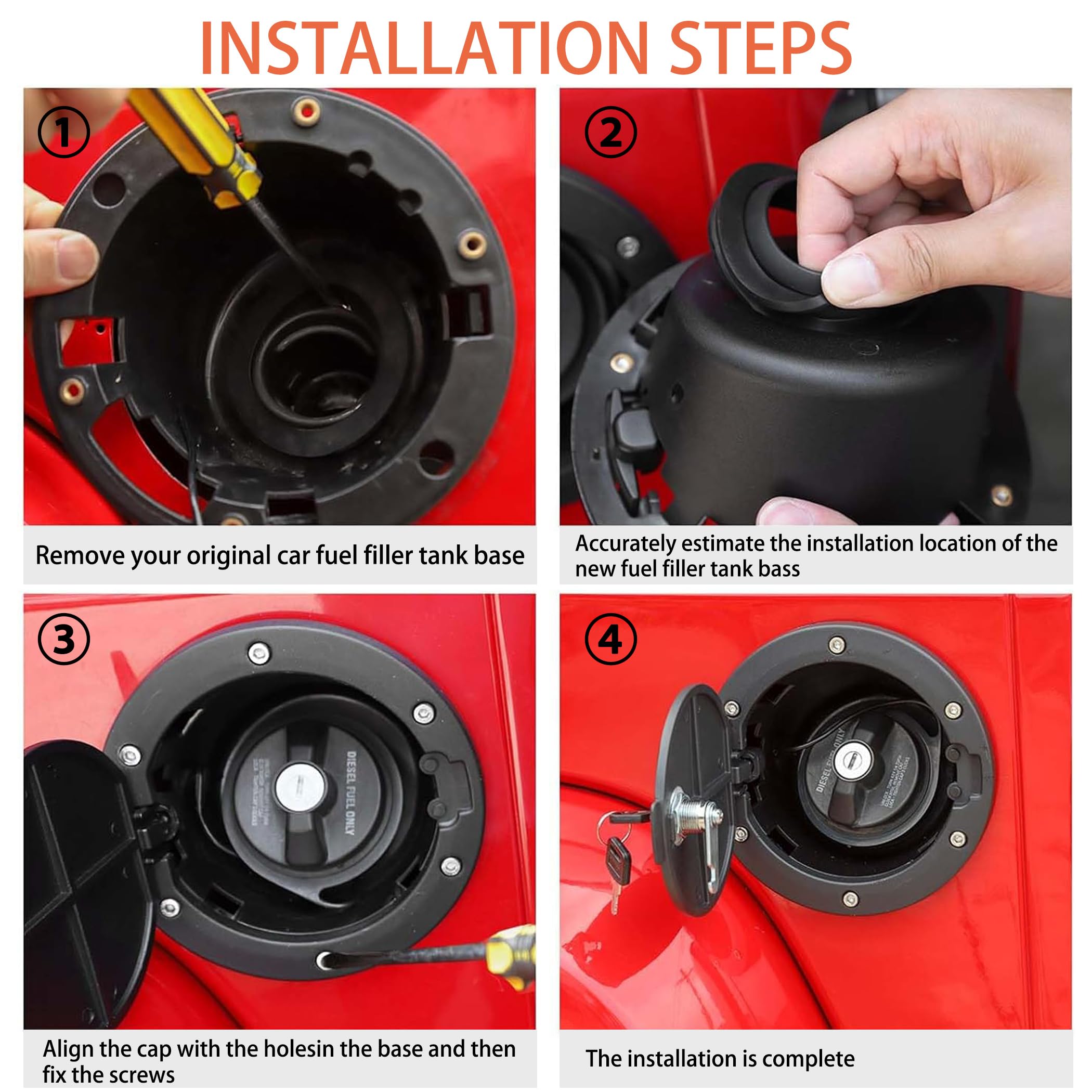 JK Fuel Filler Door Cover Replacement For Jeep Wrangler 2007-2018 - Black ABS Plastic