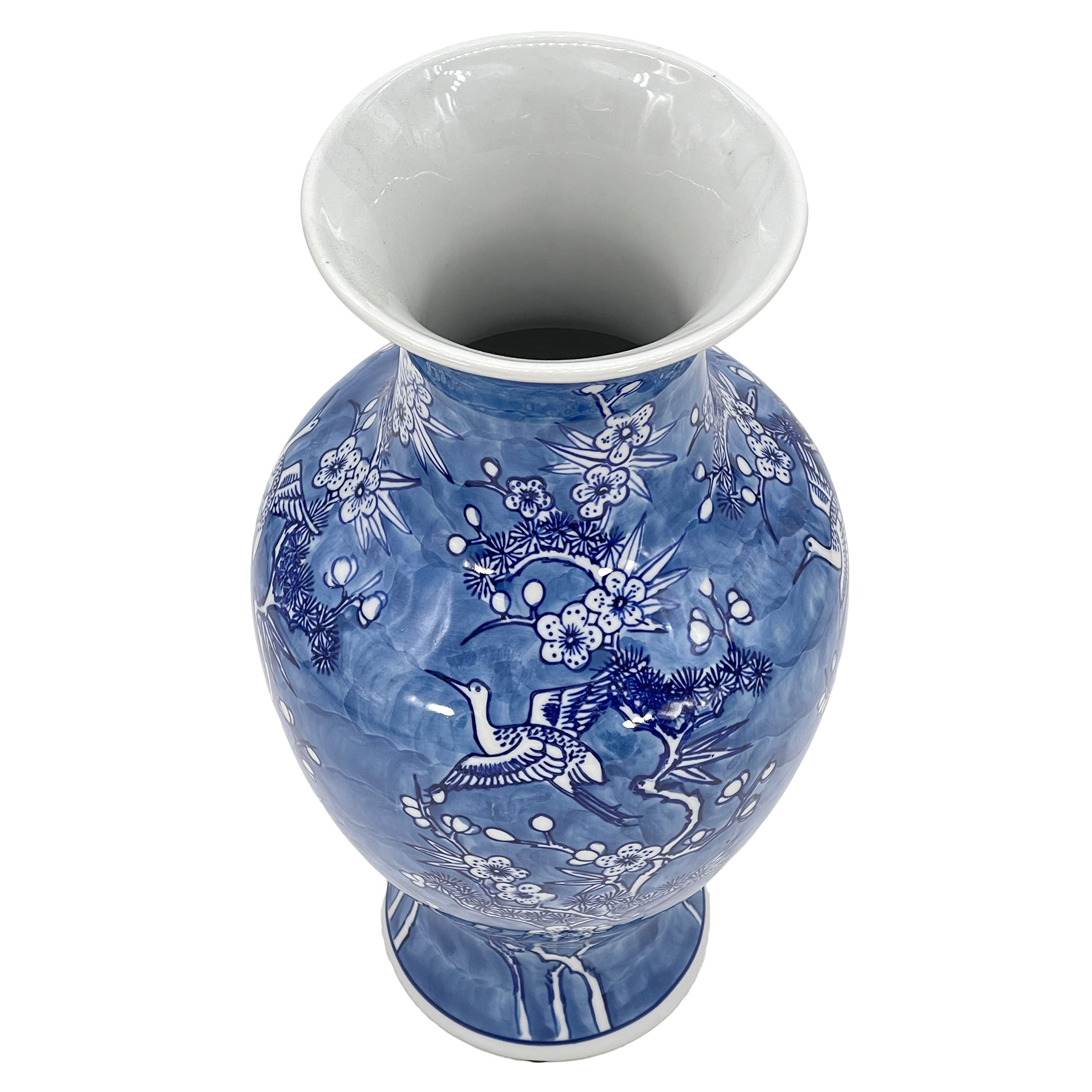 中国 古美術 花瓶 Vase 20cm Chinese Hand Painted 磁器 Empty Blue