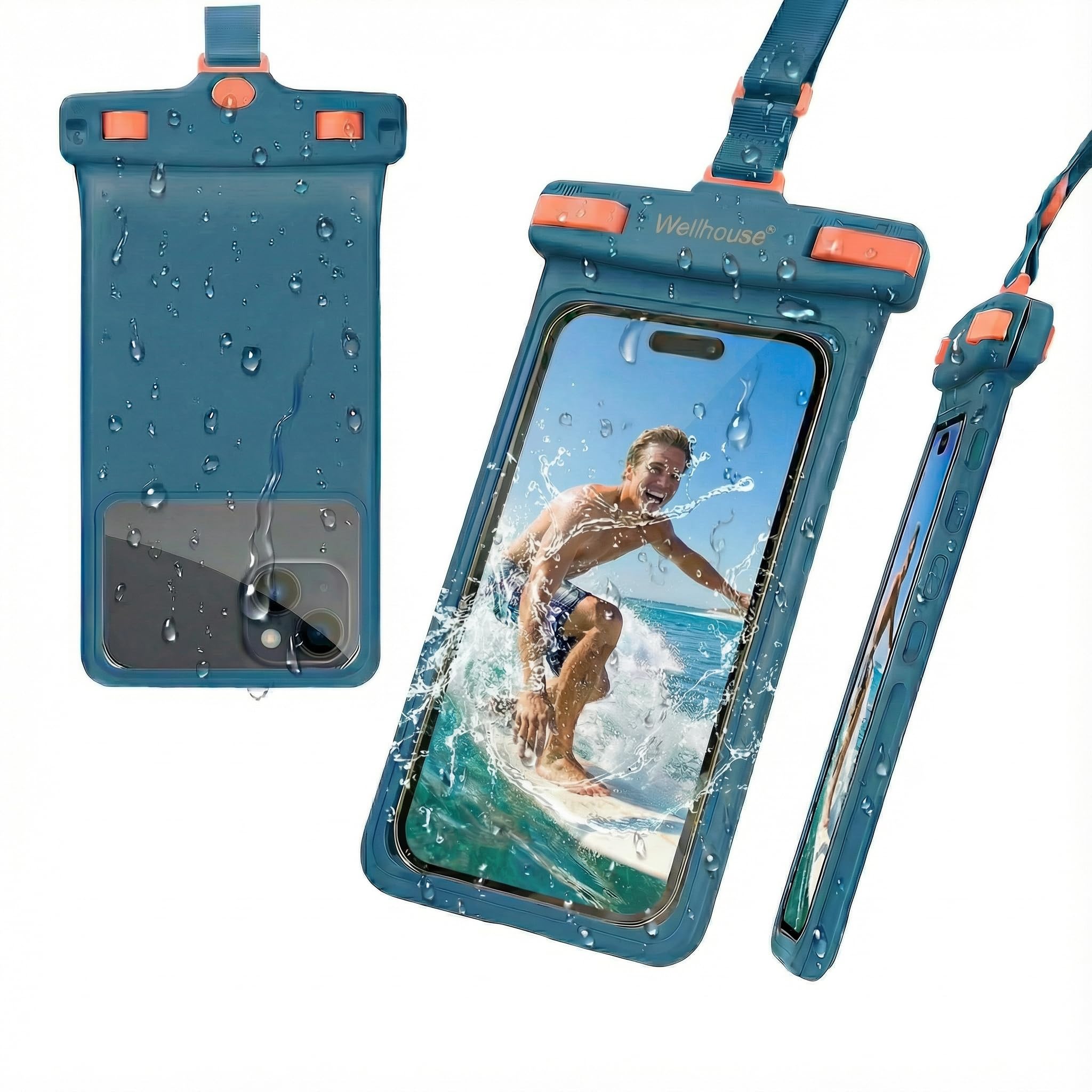 wellhouse Waterproof Phone Pouch, Waterproof Phone Case for iPhone 17 16 15 14 13 Pro Max XS Samsung, IPX8 3D Cellphone Dry Bag Beach Essentials (1