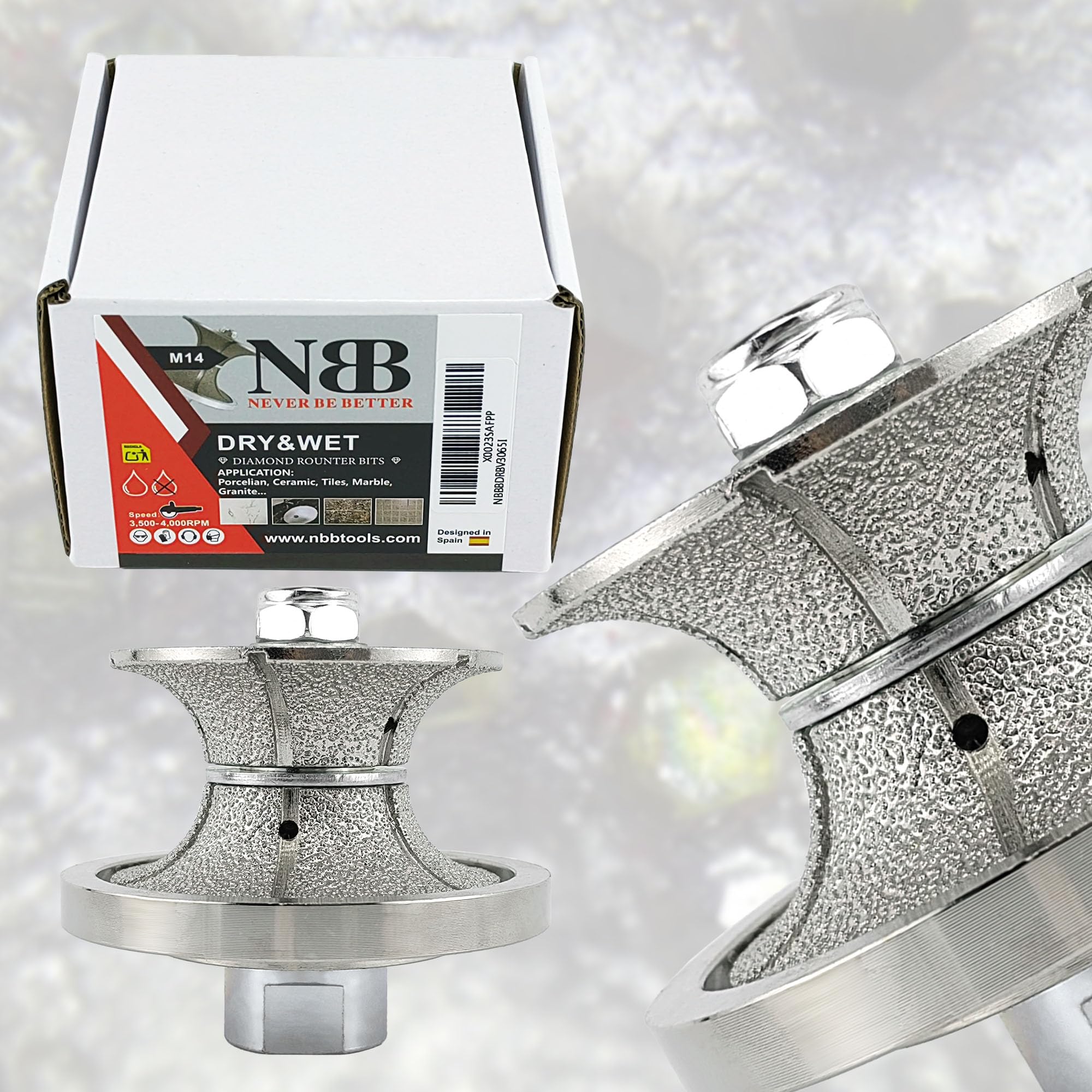 NBB Diamond Profile Wheel Diamond Router Bit Diamond Milling Drill chamfer Bit Grinding Wheel for Profiling Porcelain Tile Ceramic Granite Marble Stone Use on Angle Grinder(Full-Bullnose V30) - Image 3