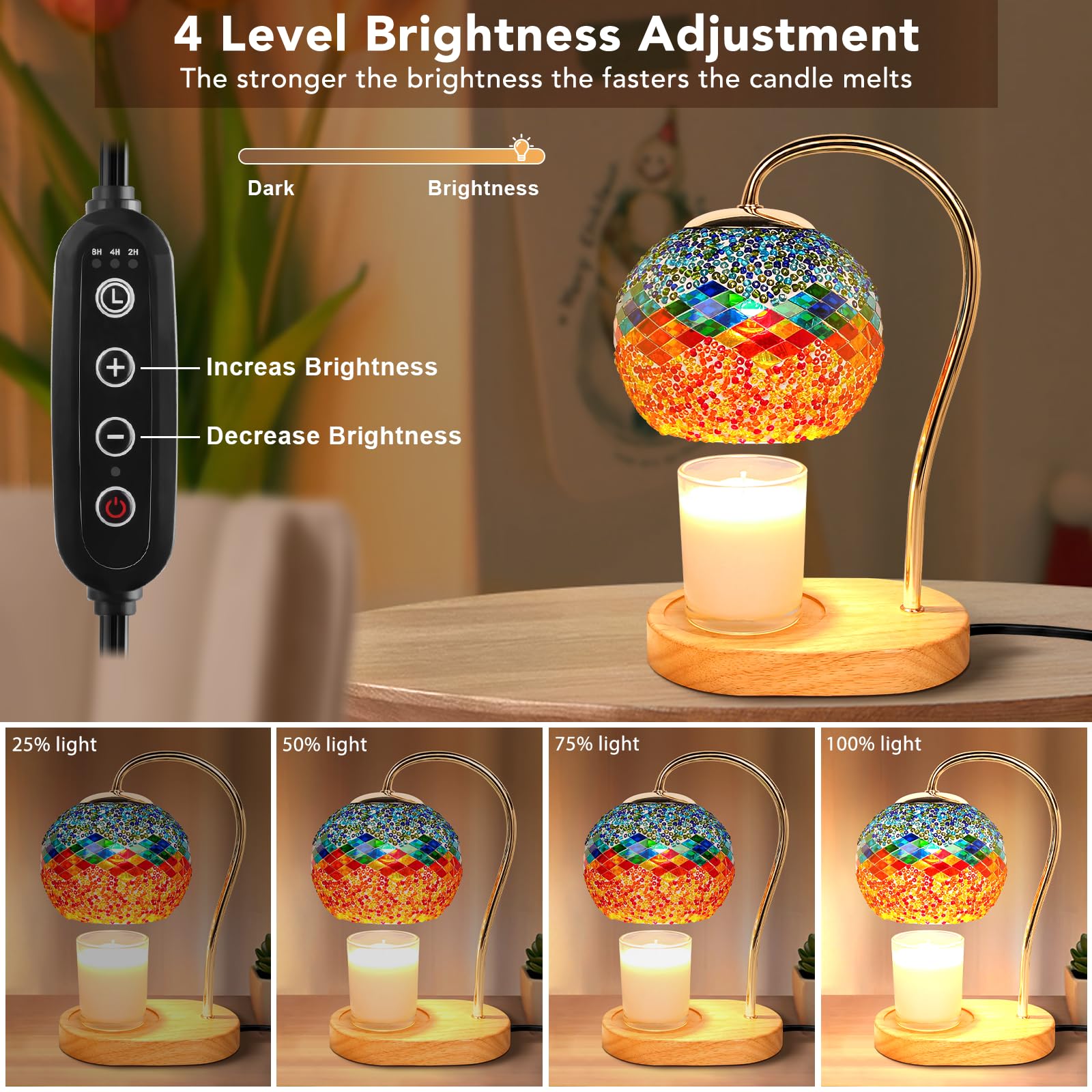 Candle Warmer Lamp with Timer and Dimmer,Electric Wax Warmer Vintage Home Decor for Scented Jar Candles,Birthday Gifts