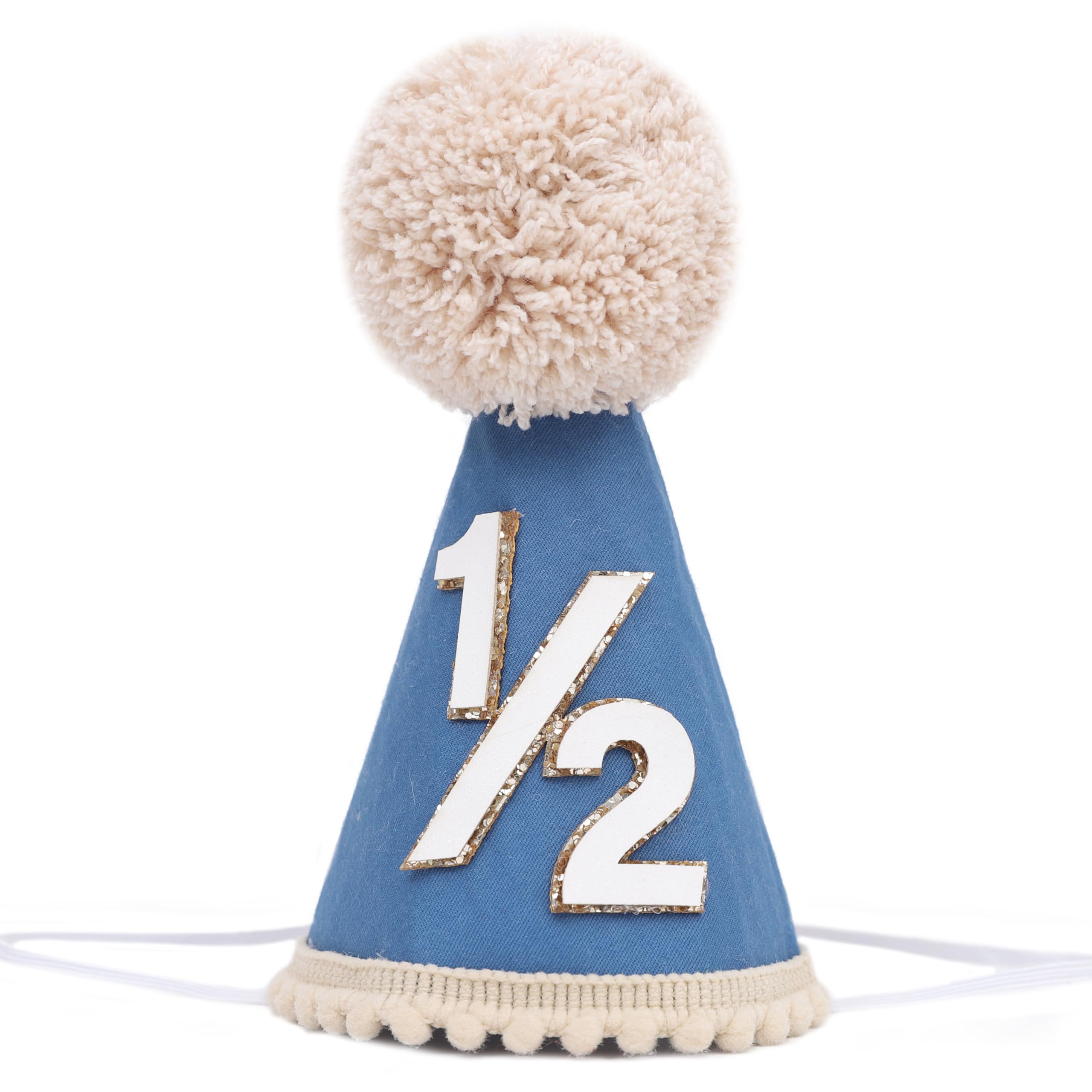 Agvgaza Half Birthday Hat -Baby 1/2 Birthday Cone Hat,Six Months Decorations,Party Hat Outfit for Girls/Boys (Navy blue)