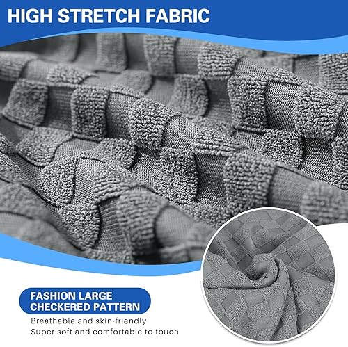 Miniatura 4 de YEMYHOM Fundas de cojín individuales elásticas para asiento de sofá, funda de cojín suave de repuesto grande a cuadros, protector de muebles con