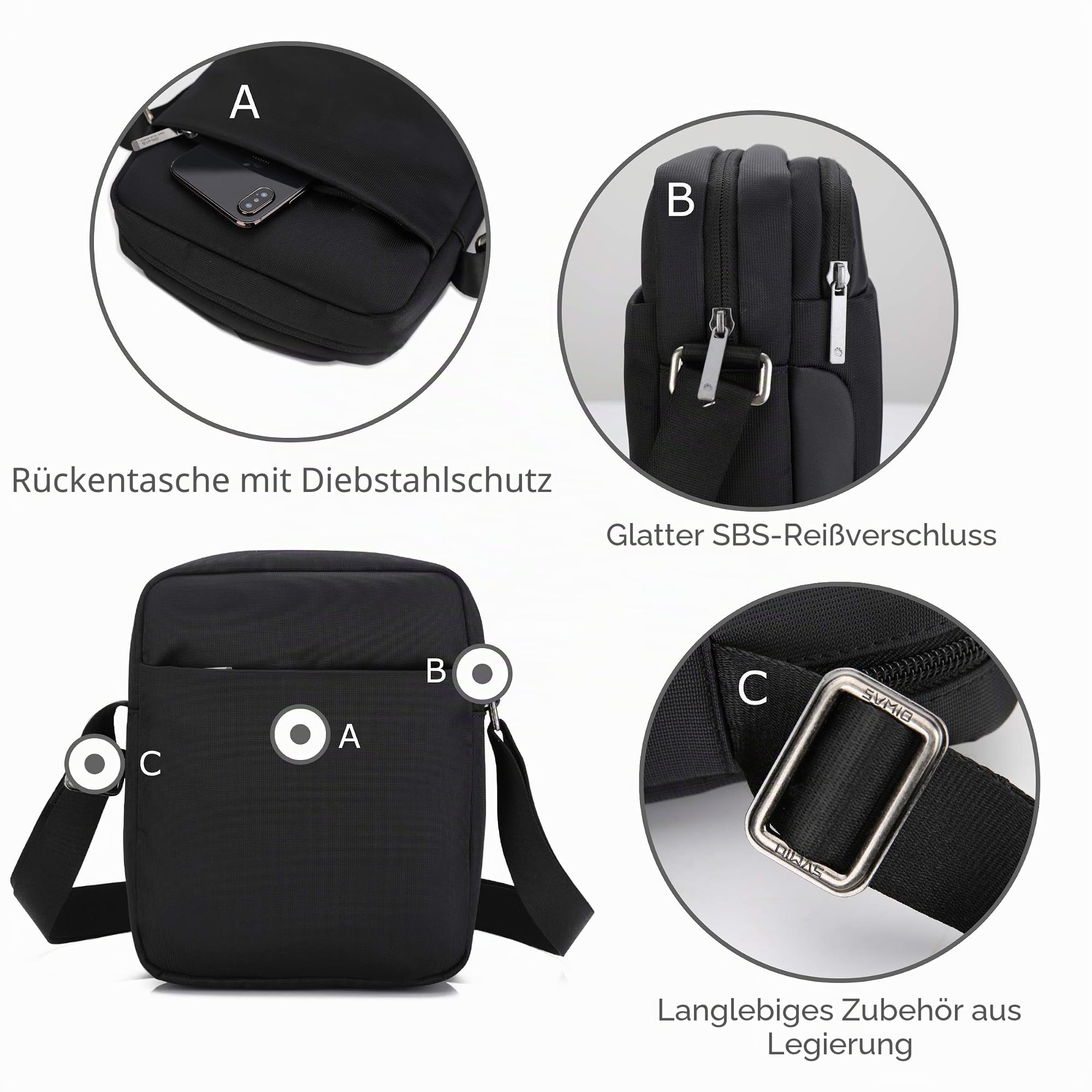 OIWAS Umhängetasche Herren Klein Männerhandtasche Schultertasche Handytasche zum Umhängen Herrentasche Tasche Männer Sportlich