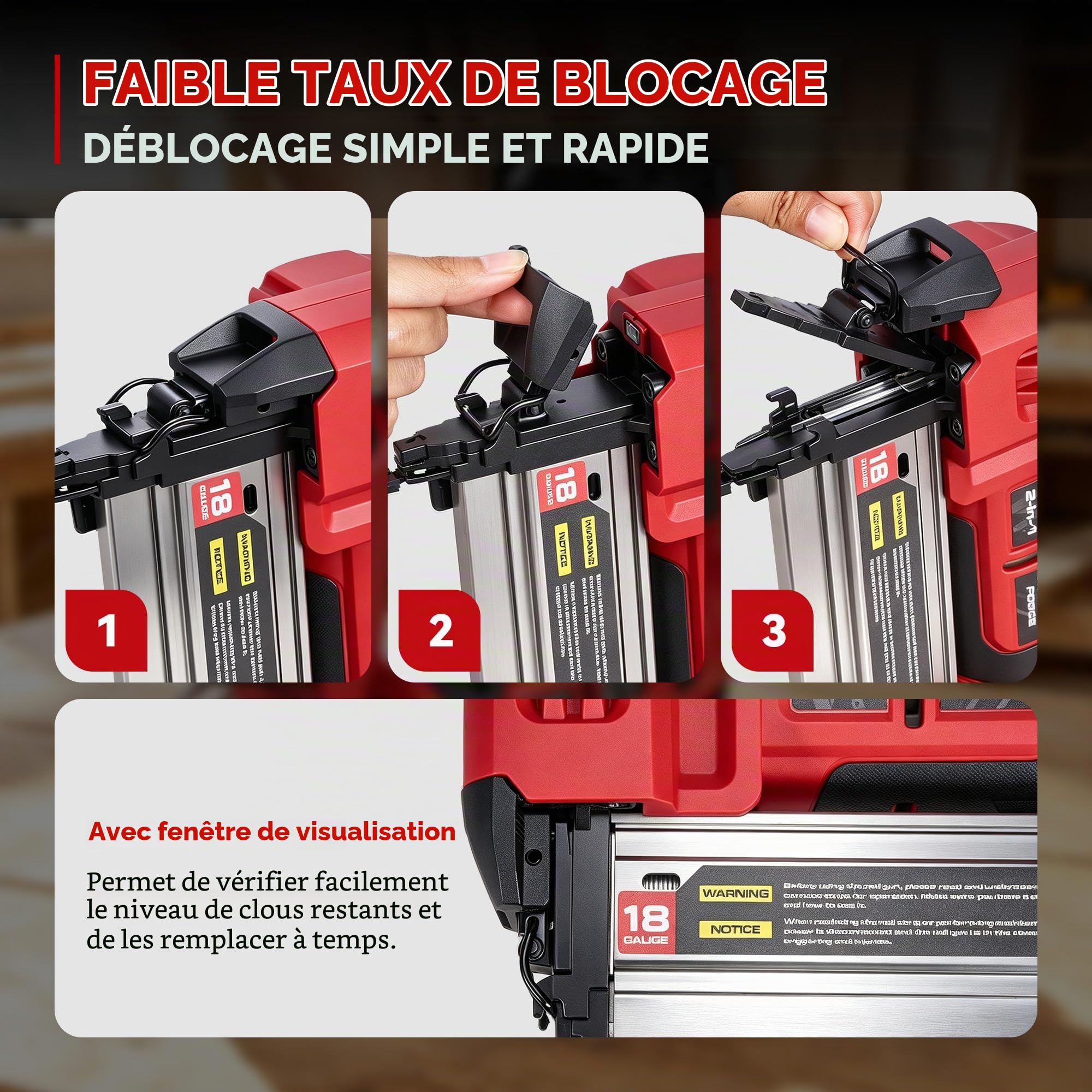 ONEVAN Cloueuse Électrique Sans Fil 18GA, Agrafeuse Avec 2 Batteries 3.0Ah | Autonomie 40min, Zone l'ongle 15mm–50mm, 120 clous/min, réglage profondeur, livrée 1000 clous, idéal bricolage & menuiserie