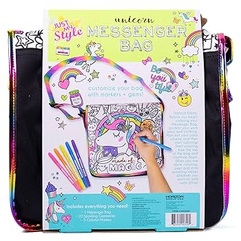 DIY Unicorn Messenger Bag Kit with Markers & Sparkling Gemstones