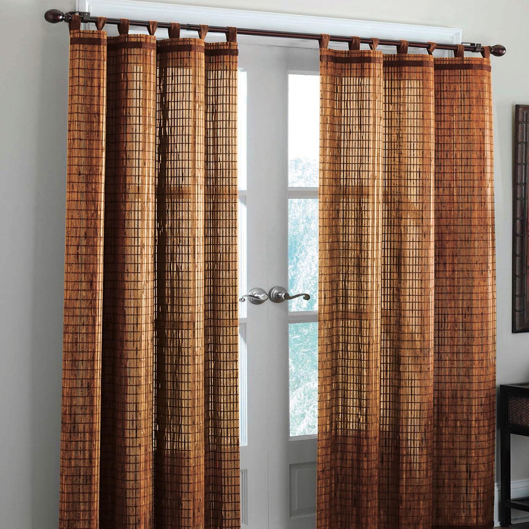 Tab-Top Panel Window Curtain - 42"W 63"L, Honey Oak Brown