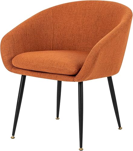 GIA Home Furniture Series - Silla moderna de lino para sala de estar con patas de hierro negro mate, 1 paquete, naranja