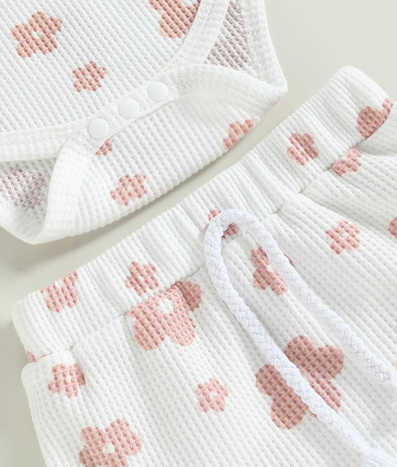 Newborn Infant Baby Girl Summer Clothes Outfits Set Floral Print Romper Tops Drawstring Short Headband Clothes Set - Image 6