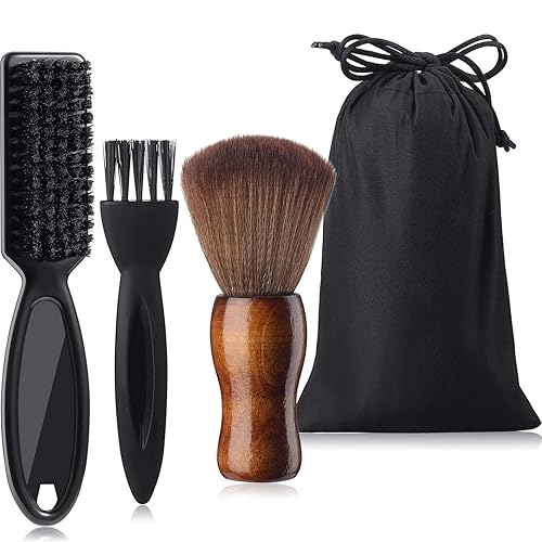 3 piezas de cepillo de peluquero para el cuello, cepillo de limpieza de peluquería, cepillo de corte de pelo grande con bolsa de almacenamiento