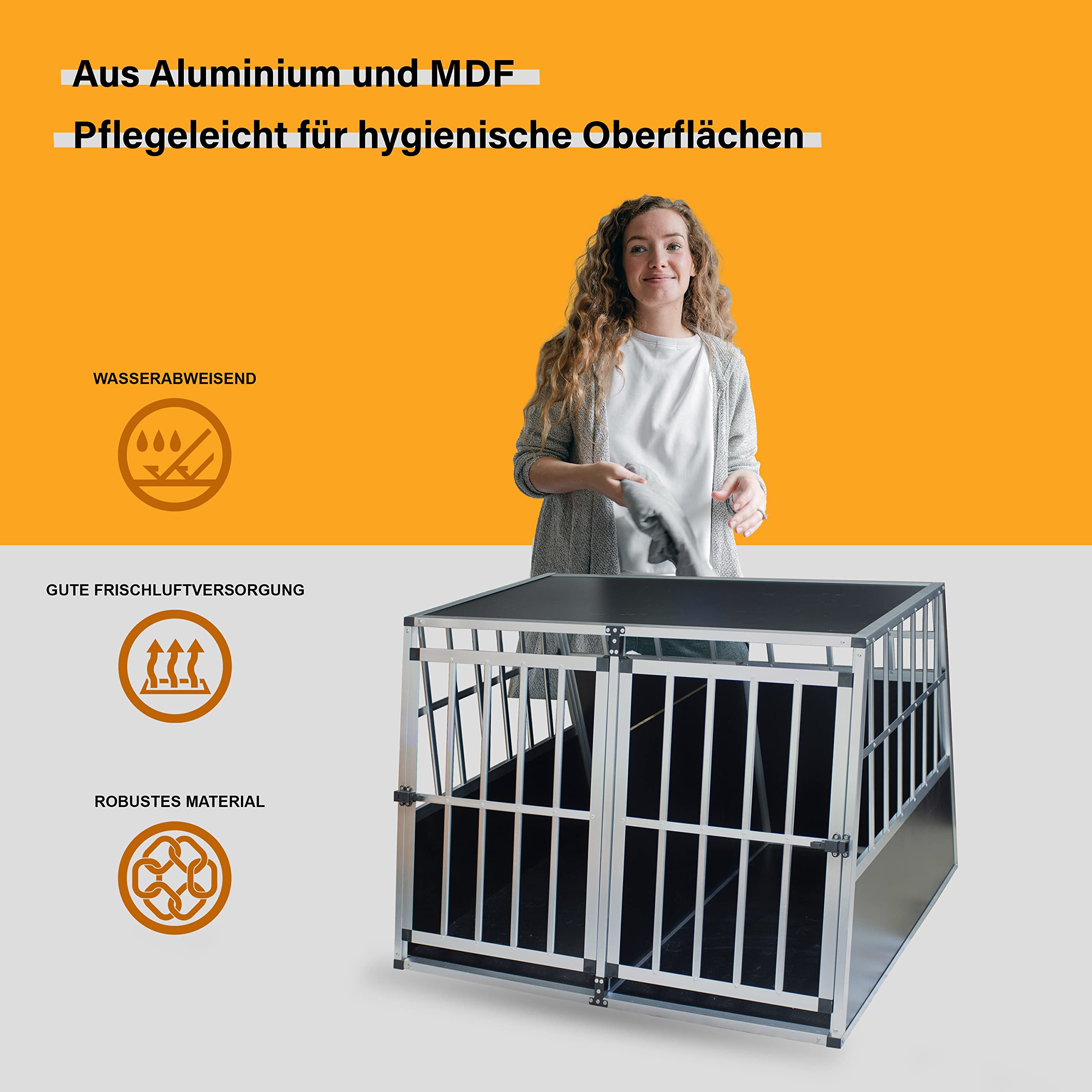 Merschbrock Trade GmbH Hundetransportbox XL fürs Auto, Reisebox, Hundebox, Käfig, Transportbox