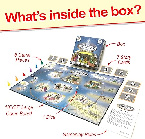 Miniatura 3 de El primer juego de mesa de Navidad, familia divertida, aprende la historia de nacimiento de Jesús, fácil de jugar, educativo, cristiano, no Papá