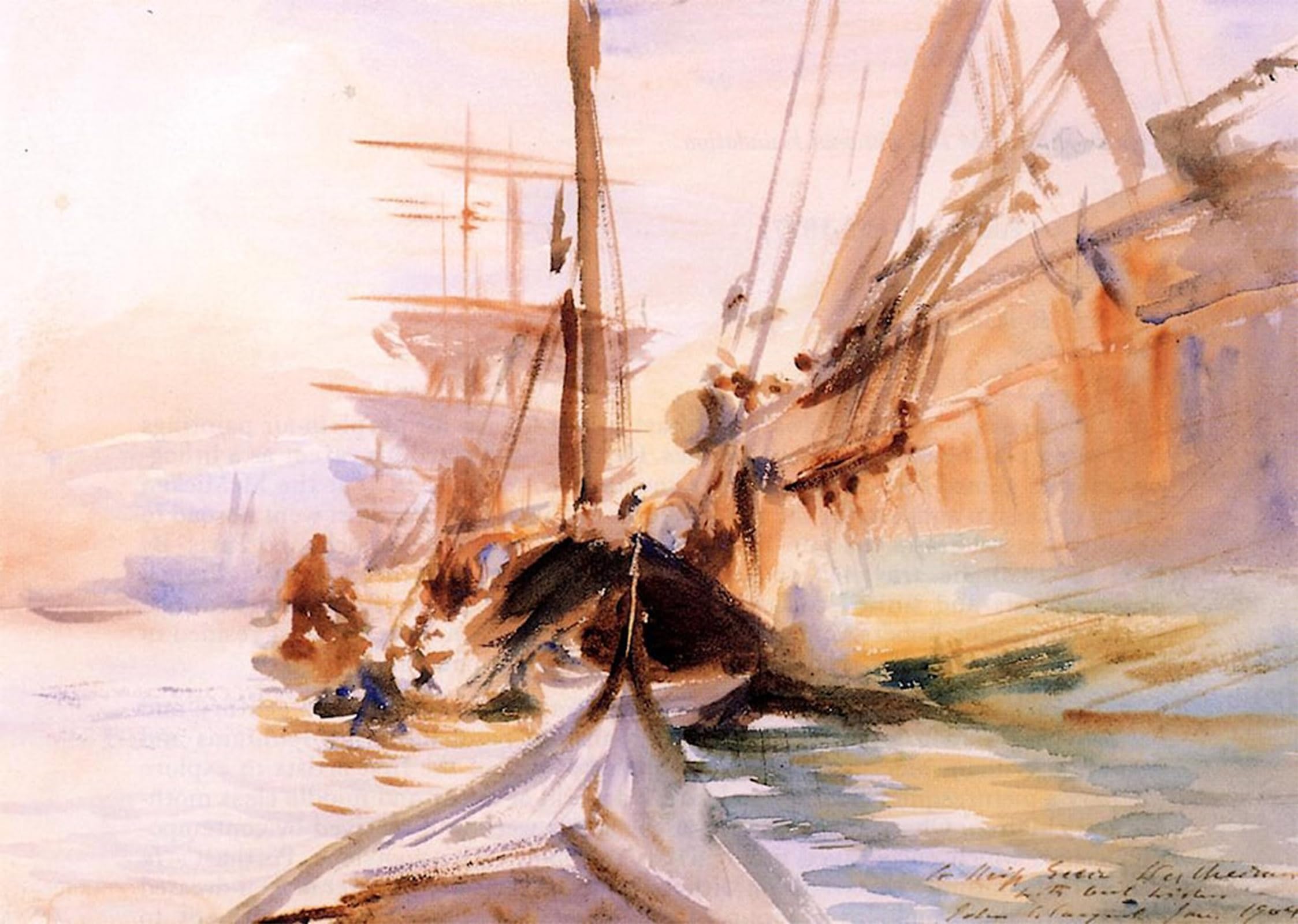 ARTXLXXBN Famous Art Print Poster Vintage Wall Art Unloading Boats by John Singer Sargent Canvas Art Poster for Home Decor 60x90cm
