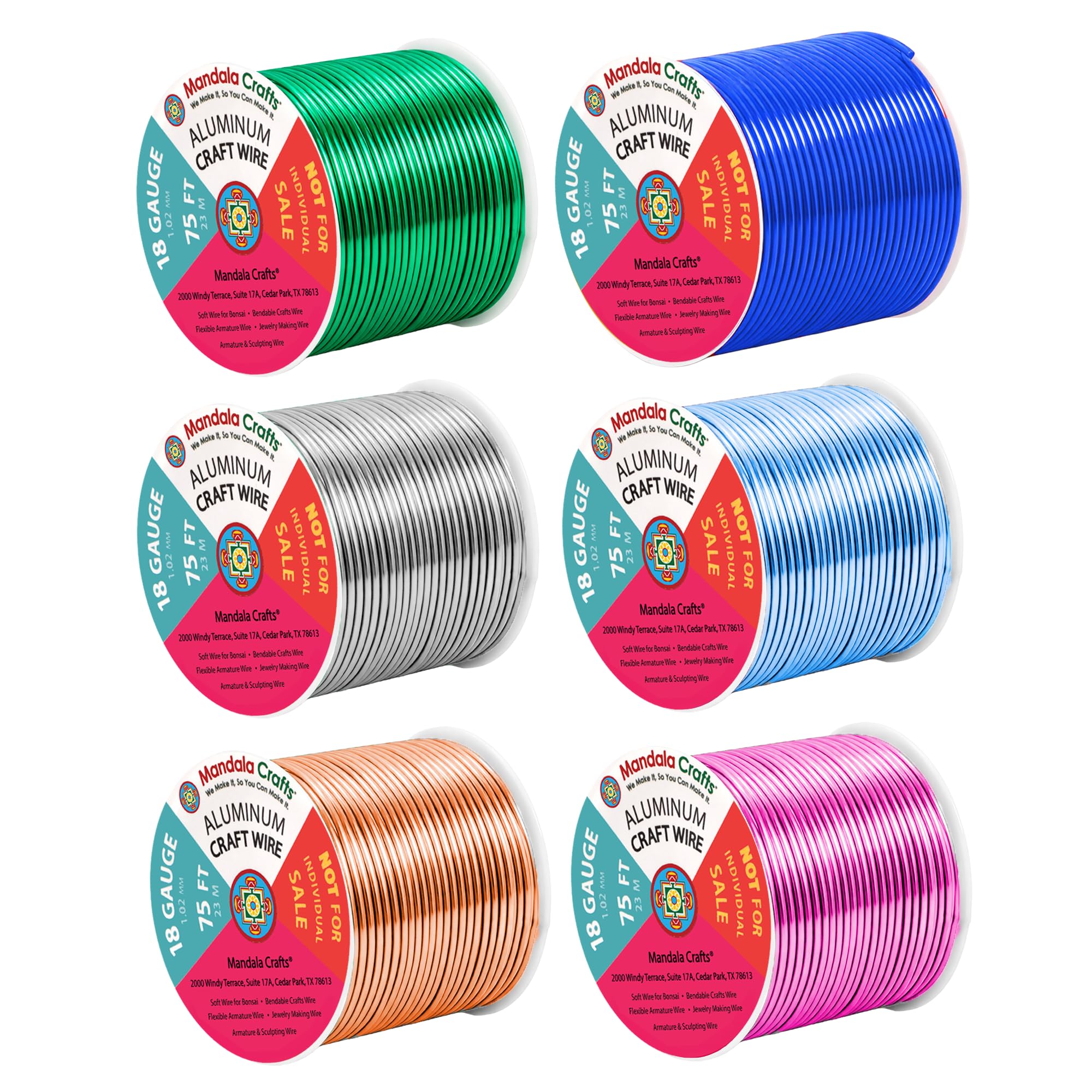 Mandala Crafts 18 GA Pink Green Blue Assorted Anodized Aluminum Craft Wire