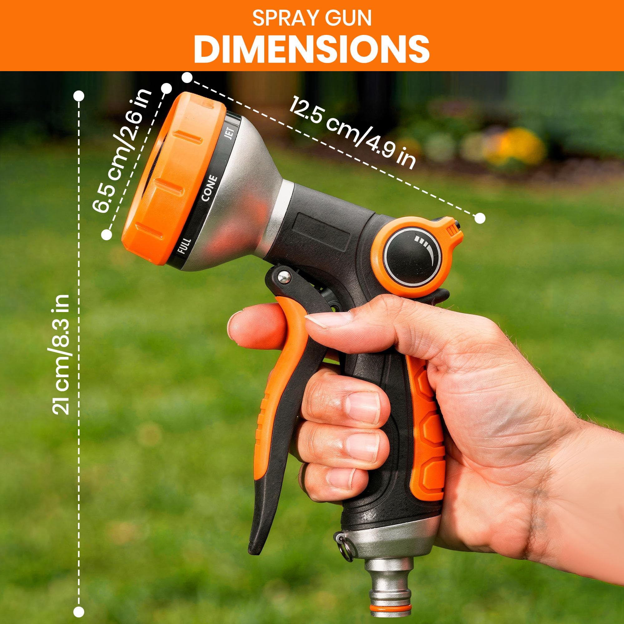 Hose Pipe Spray Gun - Adjustable 8 Patterned Garden Sprayer for Plant Watering or Pet Washing - High Pressure Garden Hose Spray Gun Outdoor Watering Accessories — view 2