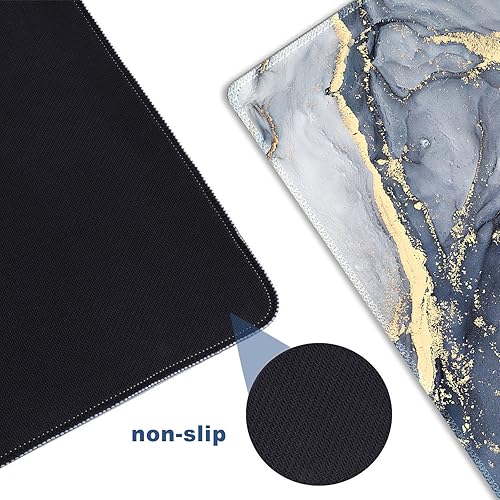 Vista 131 de ARTSO Alfombrilla de escritorio grande negra, alfombrilla de mouse para juegos XXL, alfombrilla de escritorio antideslizante con base de goma, Flor