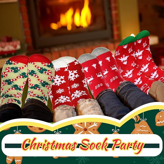Paquete de 8 pares de calcetines navideños para adultos miniatura 5