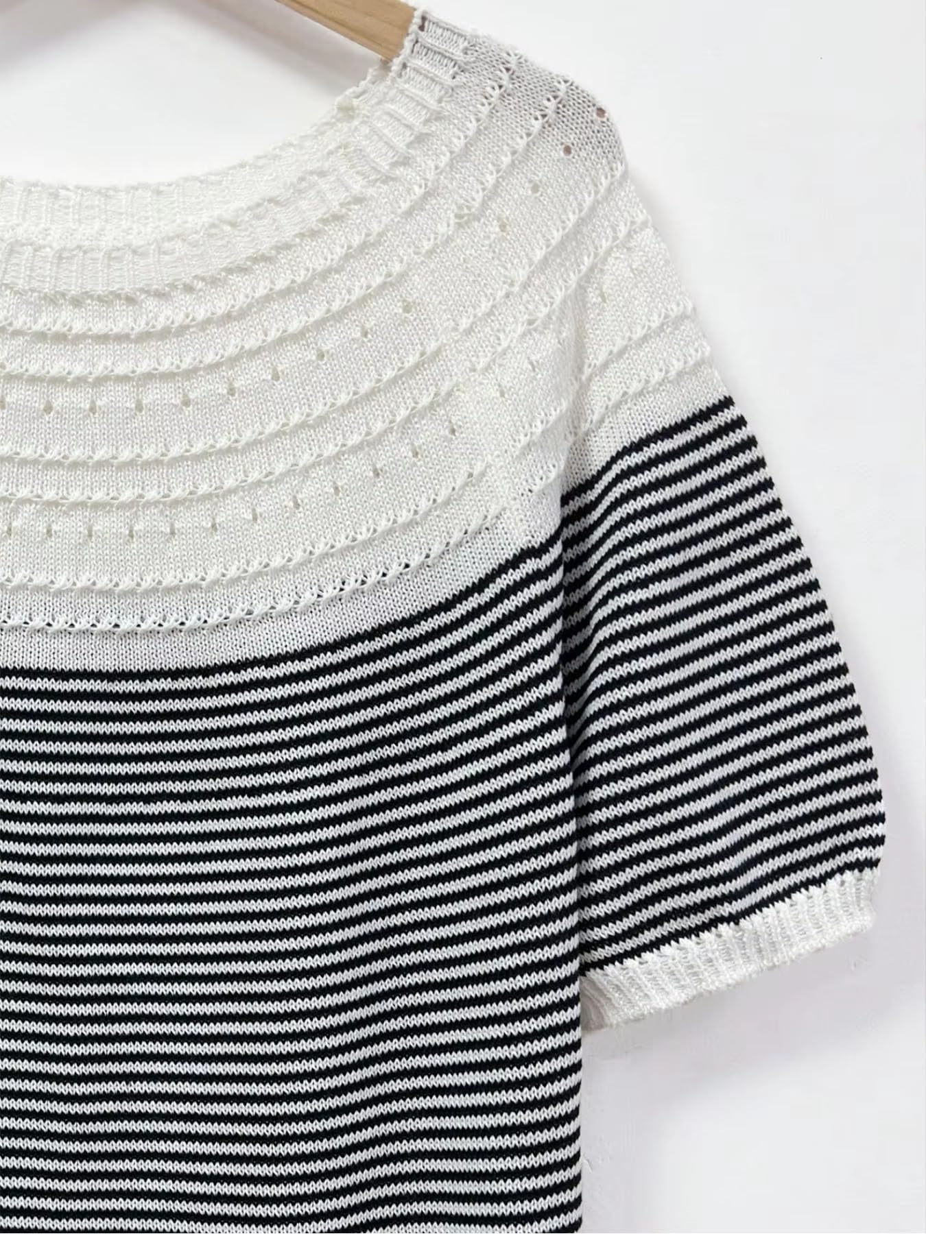 MORISTE Maglia Casual Donna, Top a Righe Maniche Corte Collo Rotondo per Pendolari Primavera Estate