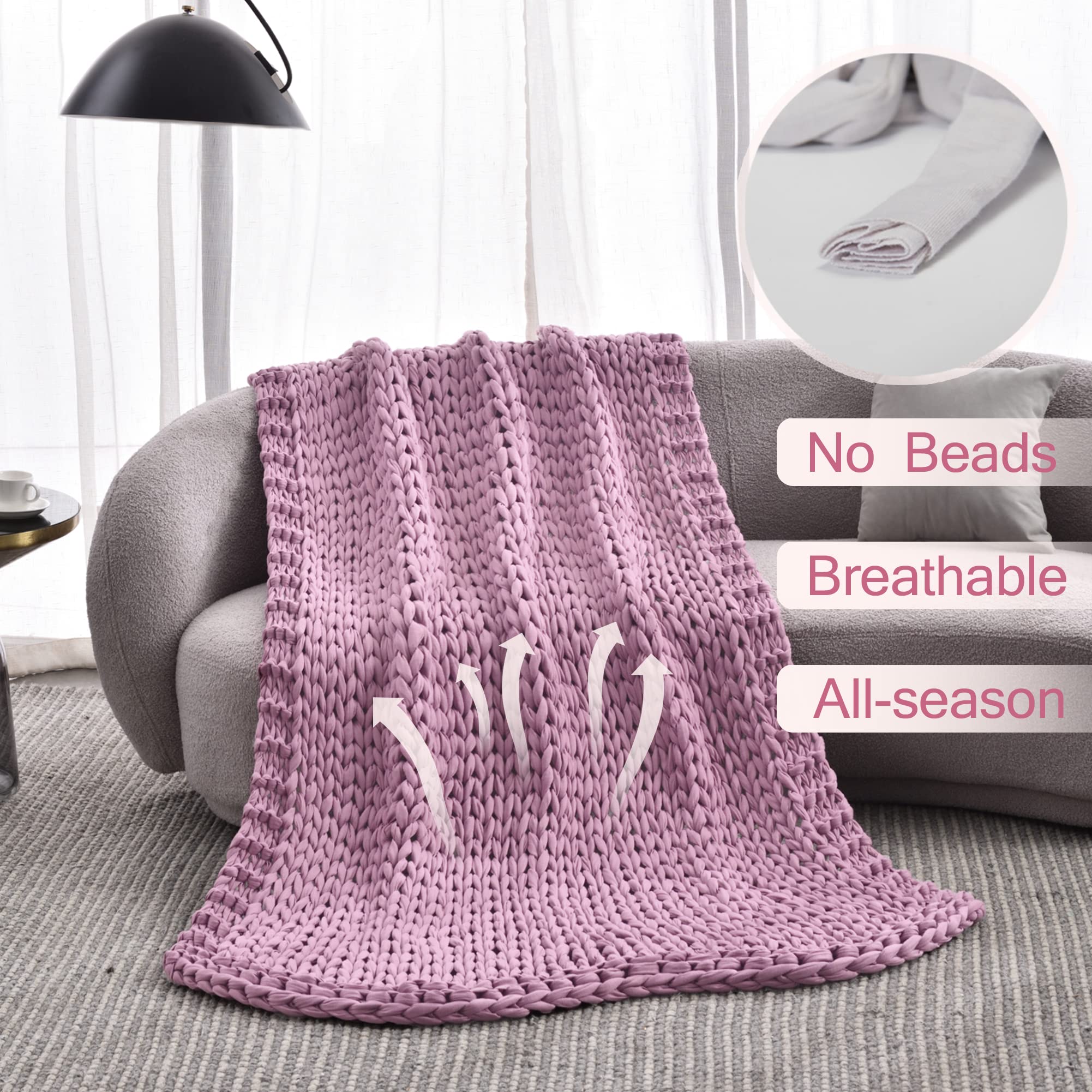 YnM Cooling Knitted Weighted Blanket， Hand Made Chunky Knit Weighted