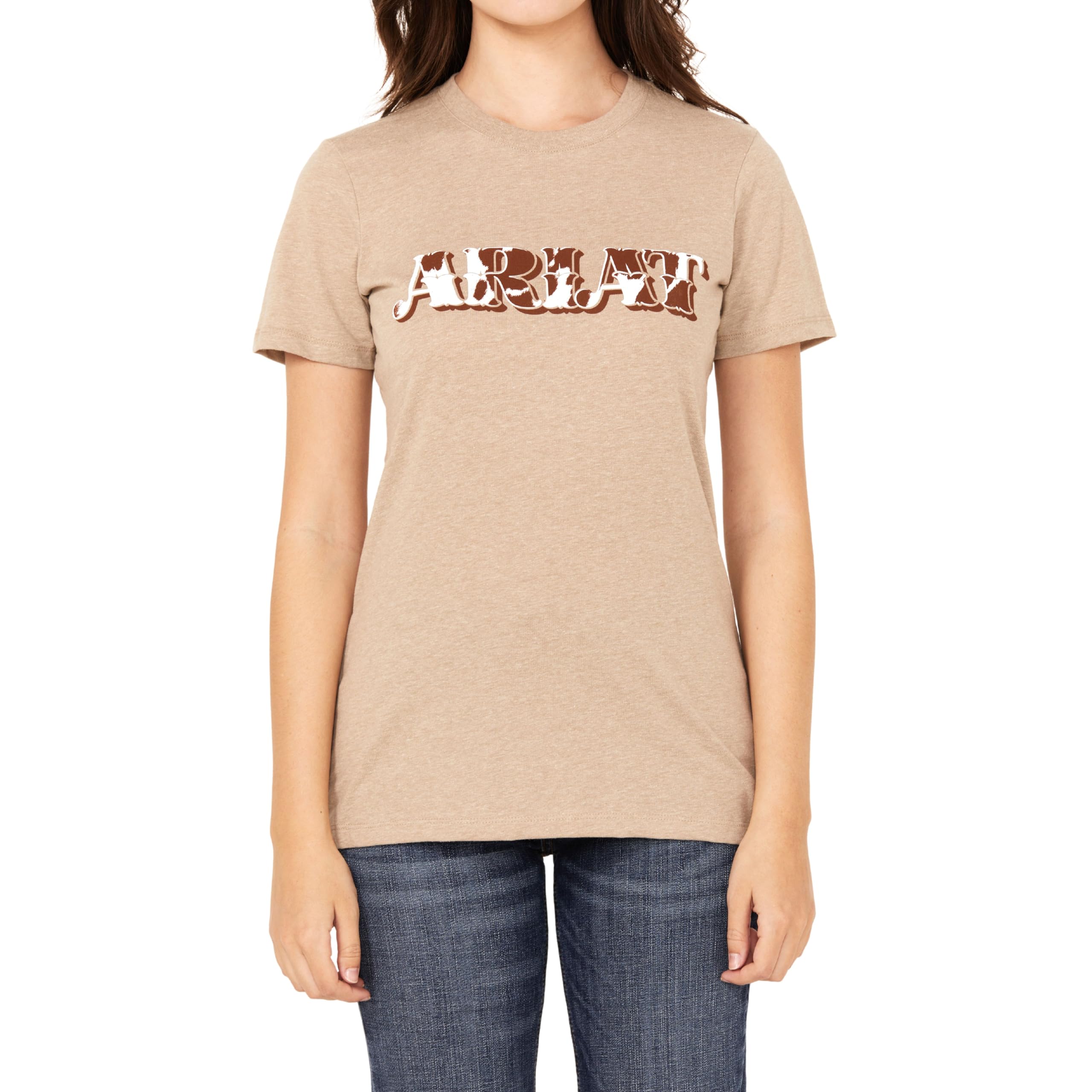 Ariat Maglietta da Donna in Pelle Bovina con Logo Bbsmu, Color Avena, L, Farina d'avena, L