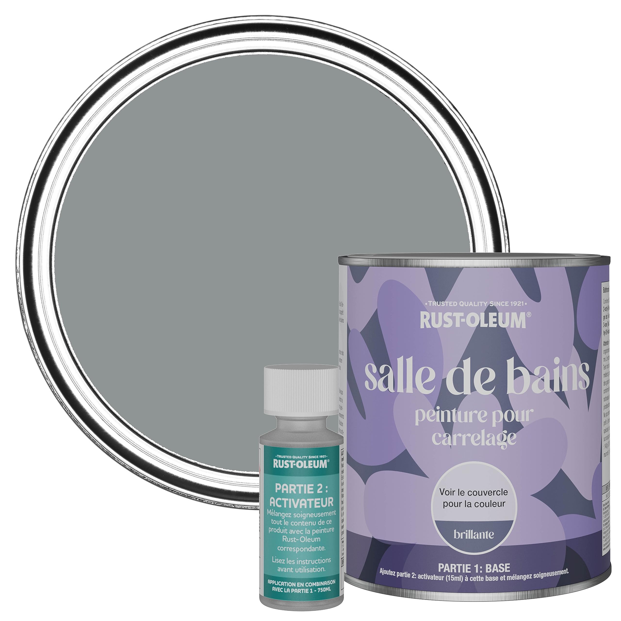 Rust-Oleum Peinture Grise Résistante à l'eau pour Carrelage de Salle de Bain, Finition Brillante - Anthracite 750ml