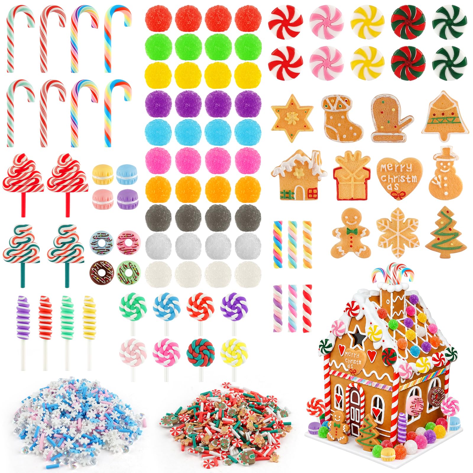 Fayoo 103Pcs Christmas Fake Candy DIY Set Miniature Gingerbread House Decor
