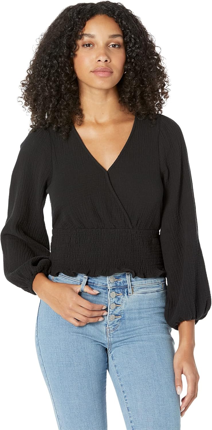 Madewell Lightspun Julianne Smocked-Waist Top True Black 2XL (Women's 18)