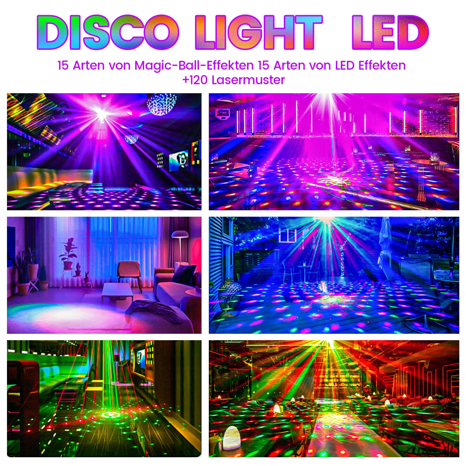 Sfera da discoteca 4 in 1 controllata dalla musica da discoteca con telecomando, LED discoteca luci da discoteca per feste, bar, matrimoni, Halloween, Natale, compleanni