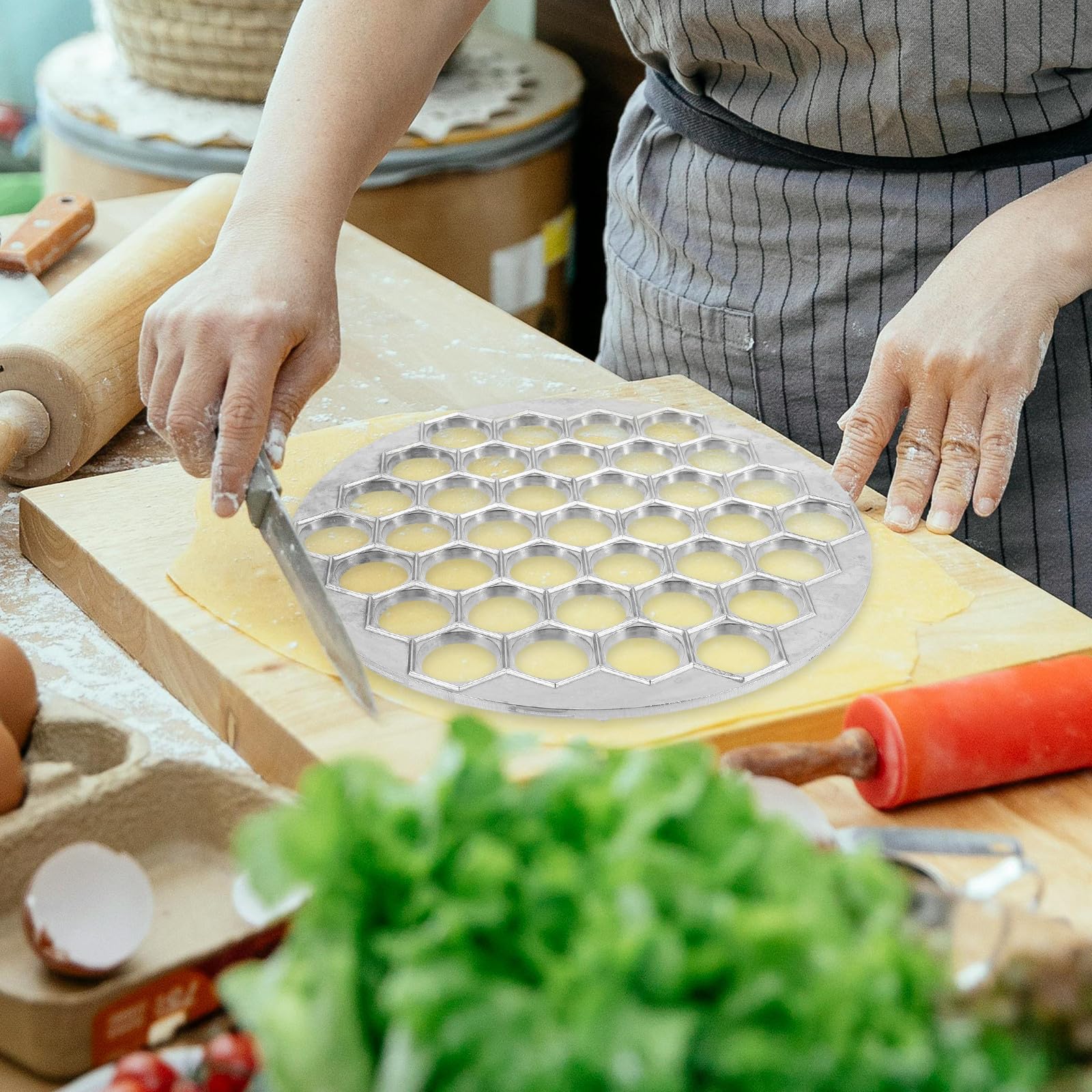 Veemoon Stampo per Ravioli in Lega Argento Macchina per Gnocchi Fai da Te 37 Pezzi Utensile Cucina Leggero e Facile da Pulire per Uso Domestico e Ristoranti