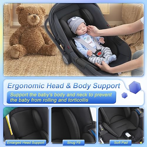 Miniatura 4 de Inserto de asiento de automóvil infantil para Doona, soporte de cabeza de asiento de automóvil de bebé ultra grueso, cojín de malla transpirable