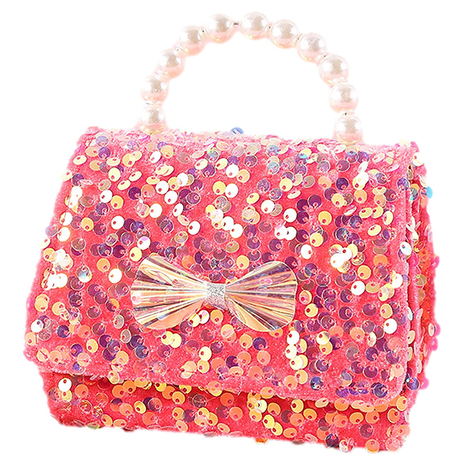 Bowknot Geldbörse für Kleine Mädchen Mikrofaser Umhängetasche Pailletten Crossbody-Tasche Glitter Wallet Perle Handtasche für Kinder