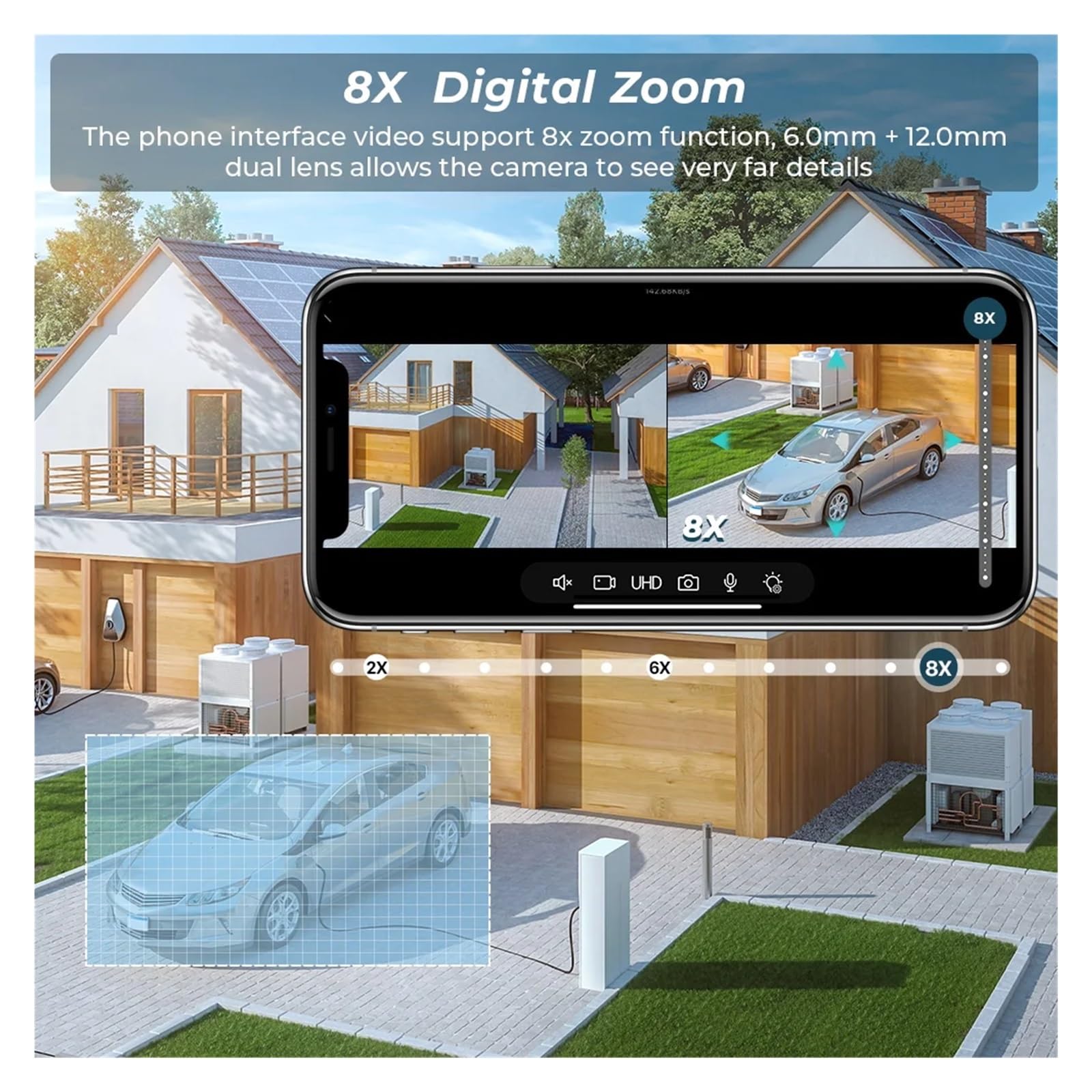 Caméra De Surveillance Extérieure PTZ 8MP, 3 Objectifs, Zoom Numérique 8X, Double Écran, IP 4K