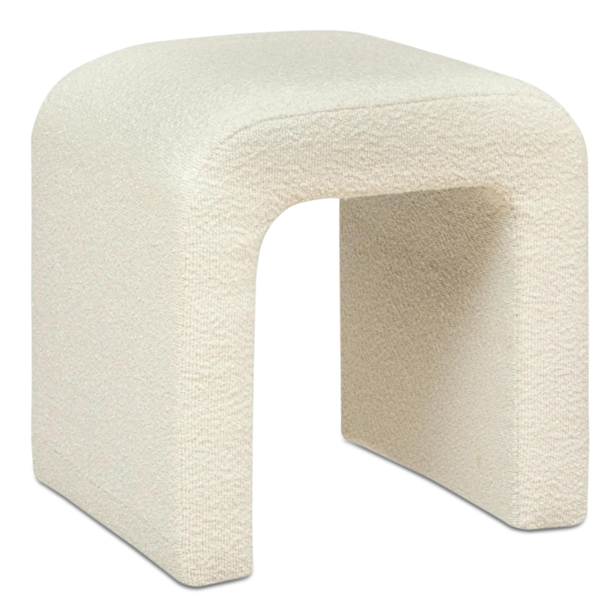 TIENDA EURASIA – Puff Asiento Borrego | Material Estructura Pino, Panel de Contrachapado y Material del Acolchado Espuma de Poliuretano (PU) | Medidas 43x41x35.5 cm | Color Blanco